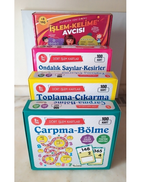 Dört işlem kartlar 9 yaş 4 lü set