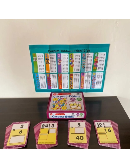 Dört işlem kartlar çarpma-bölme 7-8 yaş 100 kart
